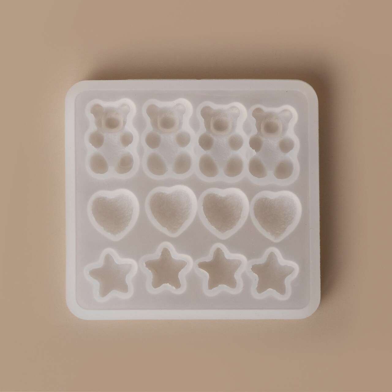 Resin Craft Sugared Texture Gummy Bears Hearts and Stars Clear Silicone Mold